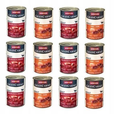 Animonda Grancarno Adult Nassfutter für Hunde, 12 x 400 g Dose