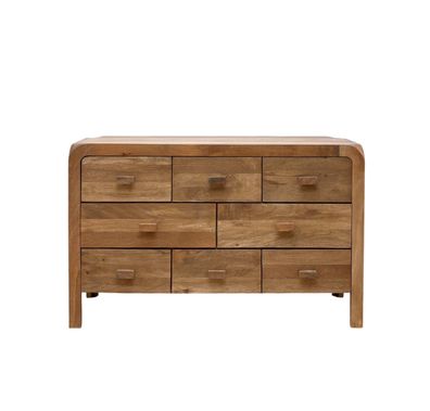 Mango-Sideboard massiv, 8 Schubladen, natur, Holzfüße