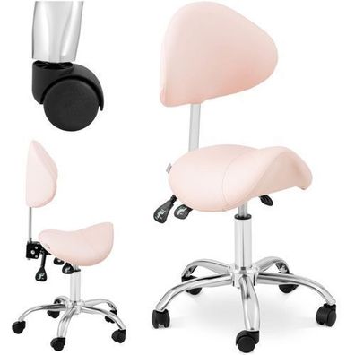 Mannheim POWDER PINK – Rosafarbener Sattel-Kosmetikstuhl mit verstellbarer, drehbarer