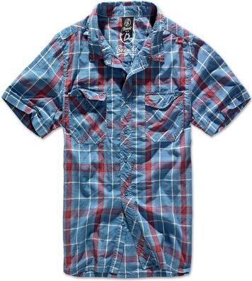 Brandit Hemd Roadstar Shirt, 1/2 Sleeve in Red/Blue