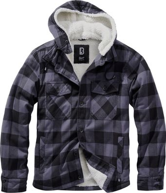 Brandit Jacke Lumberjacket hooded in Black/Grey