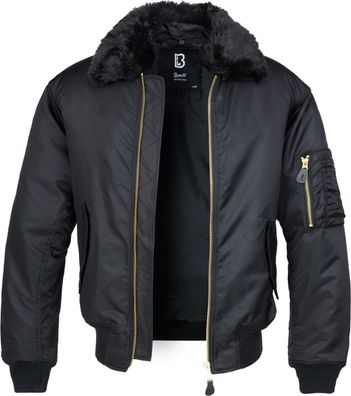 Brandit Jacke MA2 Jacket Fur Collar in Black
