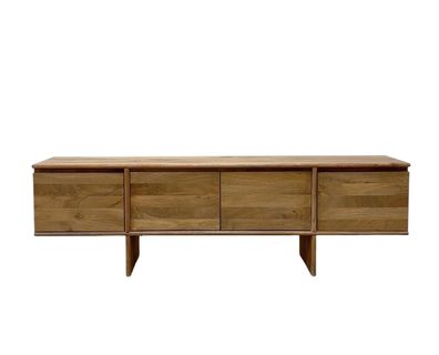 Mango-TV-Möbel massiv, 4 Türen, naturbelassen, Holzfüße