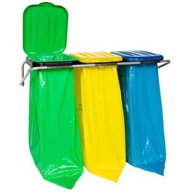 Wandmontierter Abfallsortierbehälter, 3 Farben, 120-Liter-Säcke
