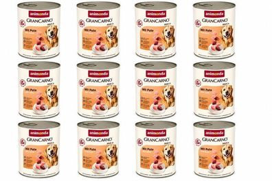Animonda GranCarno Adult mit Truthahn Nassfutter für Hunde, 12 x 800 g Dose