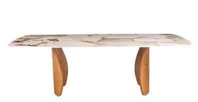 Esstisch 240×120, Beine in Eiche-Optik, Keramikplatte