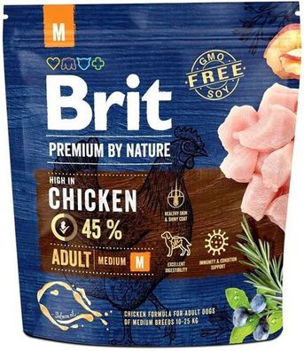 Brit Premium by Nature Adult M 1kg – Hundefutter für mittelgroße Rassen mit Huhn