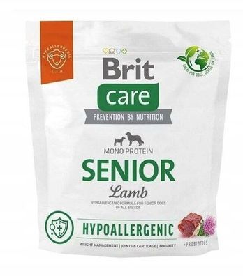 Brit Care Hypoallergenic Senior Lamb & Rice 1kg – Hundefutter für ältere Hunde