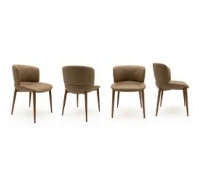 4er-Set Polsterstühle aus Kunstleder, Nerzfarbe
