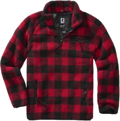 Brandit Herren Sweatshirt Teddyfleece Troyer Red/Black