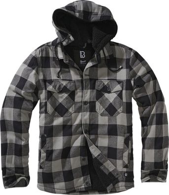Brandit Herren Jacke Lumber Jacket Hooded Black+Charcoal