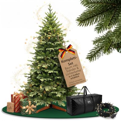 Weihnachtsbaum Redmond, Künstlicher Tannenbaum PE/PVC, LED, Holzständer, 5 Varianten