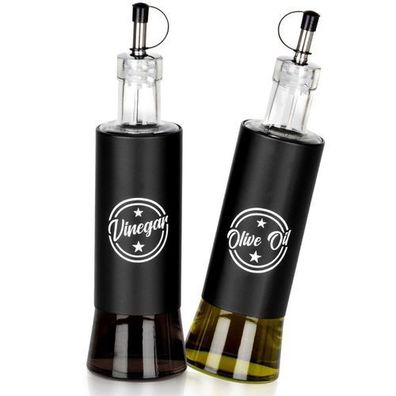 Schwarze Glasflaschen für Öl und Essig, 300 ml, 2 Stück