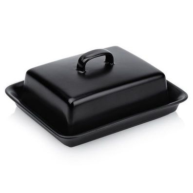 Schwarze Butterdose aus Keramik