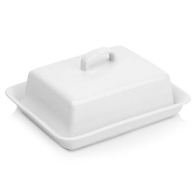 Butterdose aus weißer Keramik