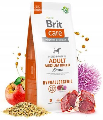 Brit Care Hundefutter hypoallergen, ausgewachsen, mittelgroß, Lamm, 12 kg