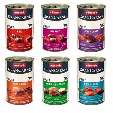 Animonda Grancarno Adult Nassfutter für Hunde, Geschmacksmischung, 6 x 400 g