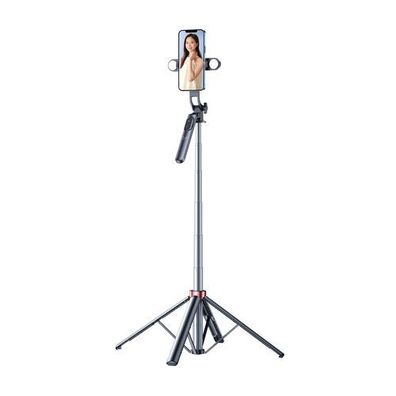 Teleskop-Selfie-Stick mit Doppellampe und Handyhalterung, 1,75 m