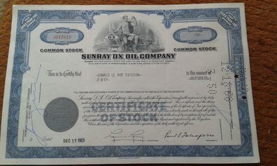 Aktie Sunray DX Oil Company Aktie historisches Wertpapier entwertet blau
