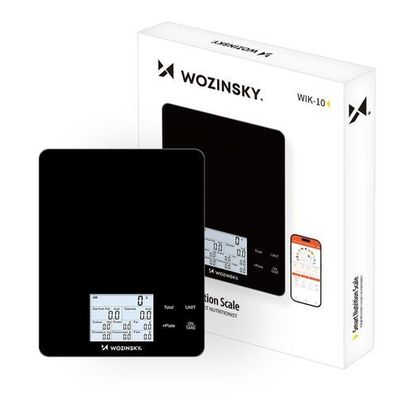 Intelligente Küchenwaage mit Display und Bluetooth-App, 10 kg - Schwarz