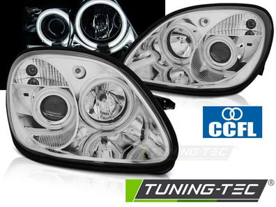 CCFL Angel Eyes Scheinwerfer passend für Mercedes Benz SLK R170 96-04 chrom