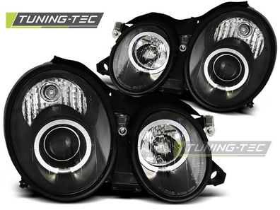 LED Angel Eyes Scheinwerfer passend für Mercedes Benz CLK W208 97-02 schwarz