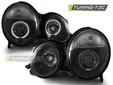 LED Angel Eyes Scheinwerfer passend für Mercedes Benz E-Klasse W210 99-02 schwarz