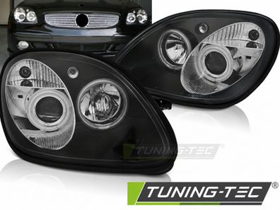 LED Angel Eyes Scheinwerfer passend für Mercedes Benz SLK R170 96-04 schwarz