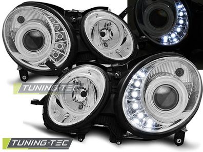 LED Tagfahrlicht Design Scheinwerfer passend für Mercedes Benz E-Klasse W211 02-06 c