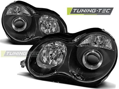 Upgrade Klarglas Scheinwerfer passend für Mercedes Benz C-Klasse W203 00-04 schwarz