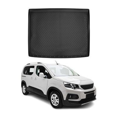 Kofferraummatte Kofferraumwanne für Peugeot Rifter 2018-2021 Gummi TPE Schwarz