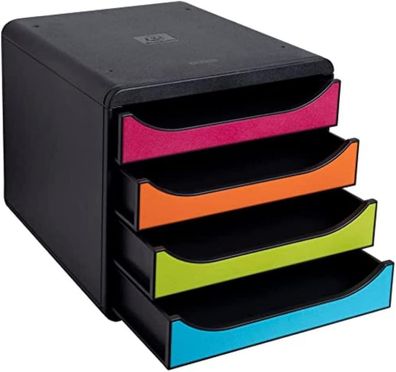 Exacompta 310498D Premium Ablagebox mit 4 Schubladen für DIN A4+ Dokumente. Belastbar