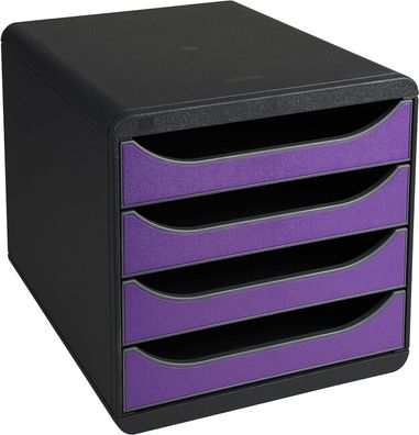 Exacompta 310720D Premium Ablagebox mit 4 Schubladen für DIN A4+ Dokumente. Belastbar