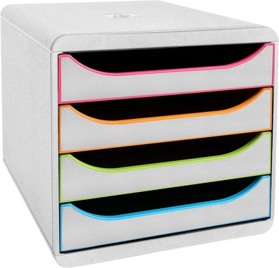 Exacompta 310913D Premium Ablagebox mit 4 Schubladen für DIN A4+ Dokumente. Belastbar