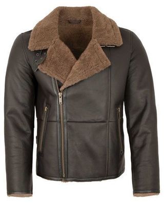 Jilani - Herren Lammfelljacke Lederjacke braun
