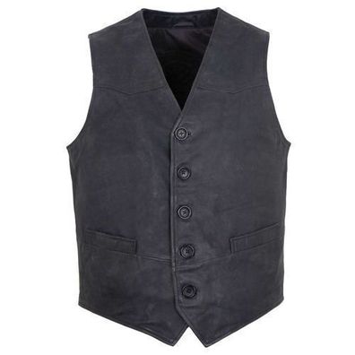 MADDOX - Herren Lederweste Lammnubuk navy