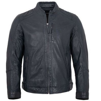 Jilani - Herren Lederjacke Lammnappa navy