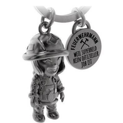 LANOLU Schlüsselanhänger Feuerwehrmann "Superheld" - Vintage Silber
