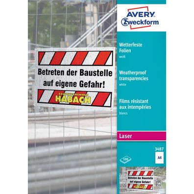 Avery Zweckform® 3487 3487 Wetterfeste Folie - A4, spezialb