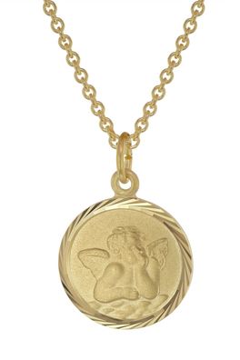 trendor Schmuck Kinder-Halskette mit Schutzengel Anhänger Gold auf Silber 39030