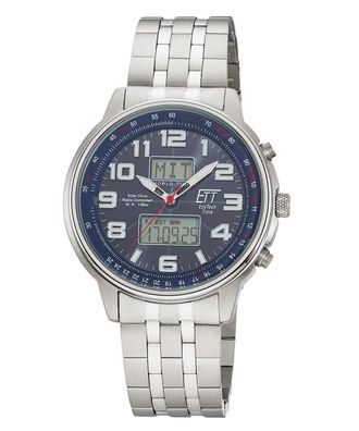 ETT Eco Tech Time Funk-Solar Herrenuhr Hunter II Stahl/Blau EGS-11733-32M