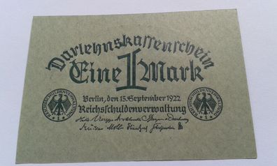 1 Mark 1922 Darlehnskassenschein 15.09.1922