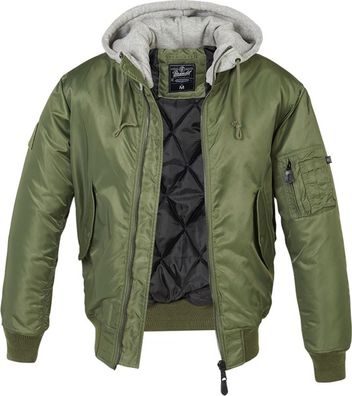 Brandit Jacke MA1 Sweat Hooded Jacket in Olive-Grey