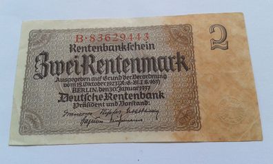 2 Rentenmark 1937 2 Mark 1937 2 Rentenmark 30.01.1937