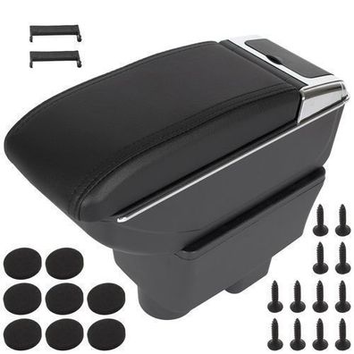 Skoda Fabia II 06-14 Armlehne mit Ablagefach Schwarzes ECO-LEDER + Montagesatz