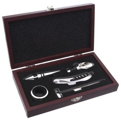 Weinaccessoires in einer Holzbox, 5-teilig