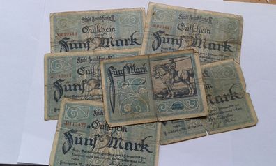 6 x 5 Mark 1919 6 x 5 Mark 01.02.1919 6 x 5 Mark Stadt Frankfurt