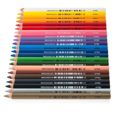 edu³ PRIME Jumbo Dreikant Einzelfarben Farbstifte, 12 Stück - Farbe: