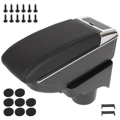 VW Jetta V 05-10 Armlehne mit Ablagefach, schwarzes Öko-Leder + Montagesatz