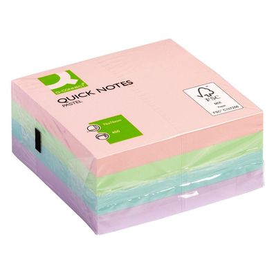Q-Connect® KF01347 Haftnotiz-Würfel - Pastellfarben, 76 x 76 mm